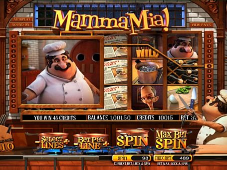 Призова комбінація на лінії в ігровому автоматі Mamma Mia