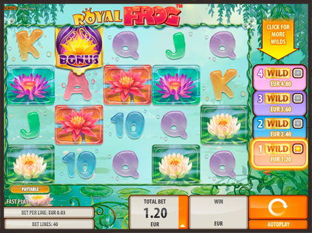 Бонус і дикий символ в ігровому автоматі Royal Frog